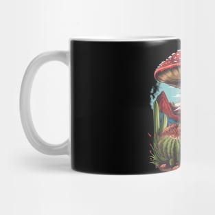 A fly agaric grows among rocks and cacti. Mug